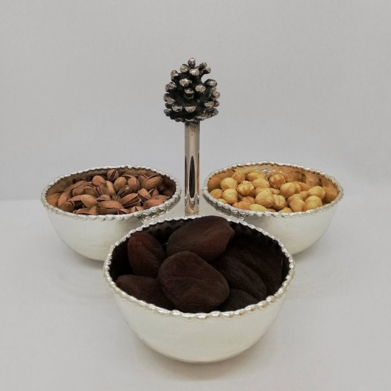 3'lü İkramlık Gümüş Renk 